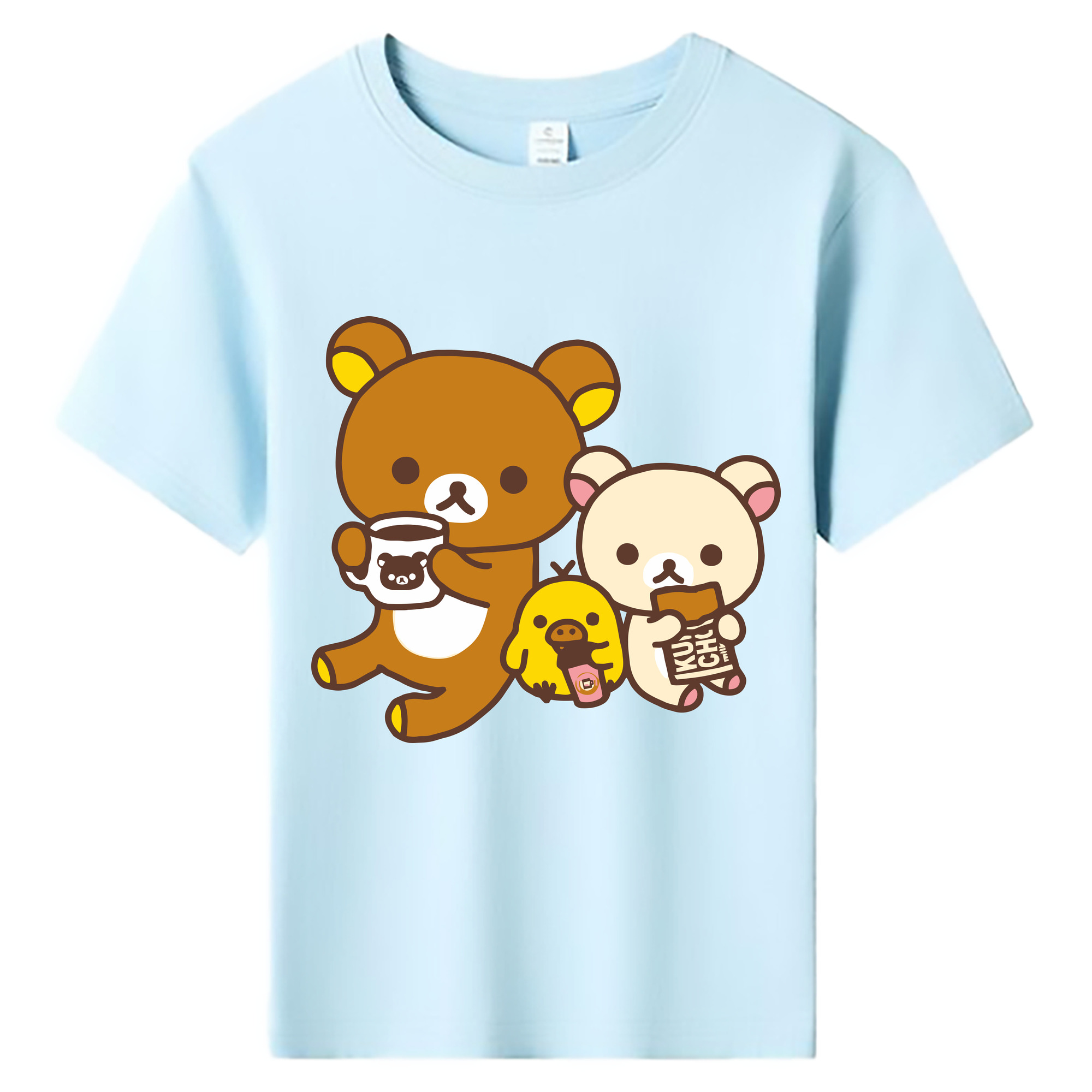 （画像用） リラックマ リラックマ キイロイトリ Rilakkuma Korilakkuma Kiiroitori 綿100％キッズTシャツ（フロントプリント）